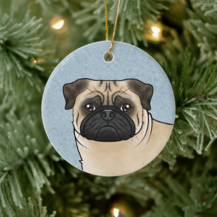 Rehkleurige Pug Mops Hondenras Ontwerp Cute Honden Keramisch Ornament