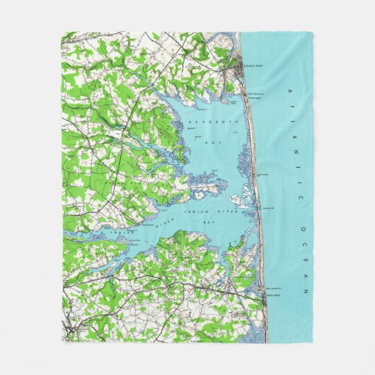 Rehoboth Beach & Bethany Beach Delaware Map (1938) Fleece Deken (Voorkant)