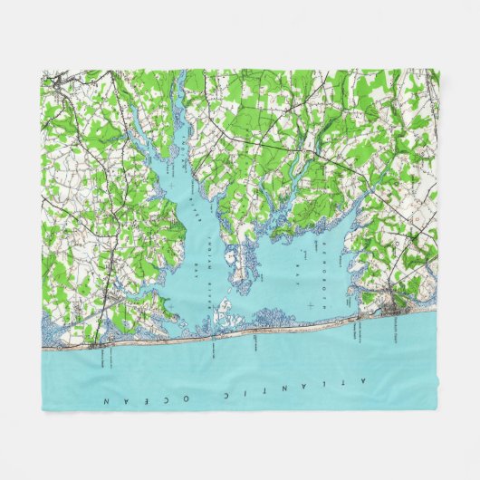 Rehoboth Beach & Bethany Beach Delaware Map (1938) Fleece Deken (Voorkant (Horizontaal))