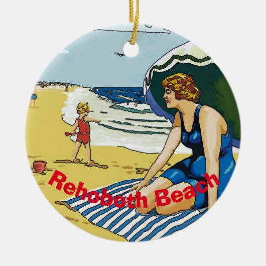 Rehoboth Beach, Delaware, add, geef tekst uit Keramisch Ornament (Voorkant)