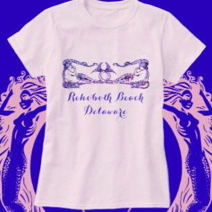 Rehoboth Beach Delaware Art Deco Mermaids T-shirt