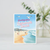 Rehoboth Beach, Delaware Coastal Vintage Briefkaart (Staand voorkant)