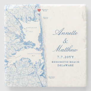 Rehoboth Beach Delaware Kaart Bruiloft Keepsake Stenen Onderzetter