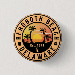 Rehoboth Beach Delaware Retro Sunset Souvenirs Ronde Button 3,2 Cm