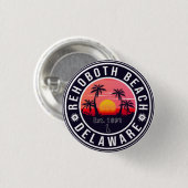 Rehoboth Beach Delaware Retro Sunset Souvenirs Ronde Button 3,2 Cm (Voorkant /achterkant)
