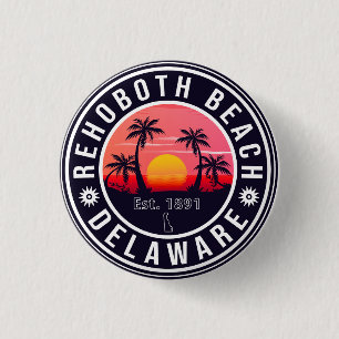 Rehoboth Beach Delaware Retro Sunset Souvenirs Ronde Button 3,2 Cm