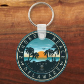 Rehoboth Beach Delaware Sunset Retro Souvenir 80s Sleutelhanger (Achterkant)
