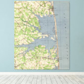  "Rehoboth & Bethany Beach DE Map" (1944) Canvas Afdruk (Insitu (Houten vloer))