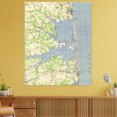  "Rehoboth & Bethany Beach DE Map" (1944) Canvas Afdruk (Insitu (Woonkamer))