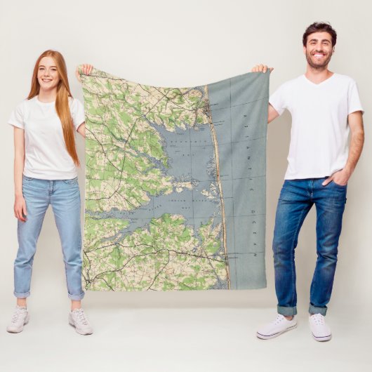 "Rehoboth & Bethany Beach DE Map" (1944) Fleece Deken (In situ)