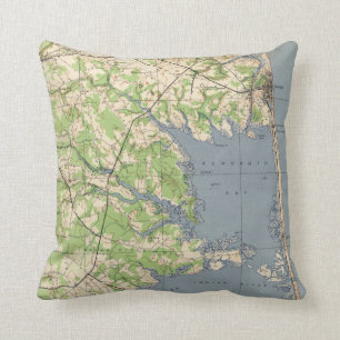  "Rehoboth & Bethany Beach DE Map" (1944) Kussen