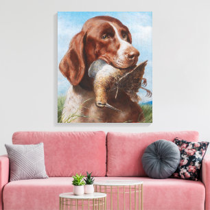 Reichert Gundog met Snipe Canvas Afdruk