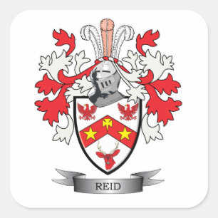 Reid Family Crest Coat of Arms Vierkante Sticker