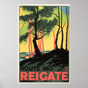 REIGATE Route 160 Surrey England Railway Poster