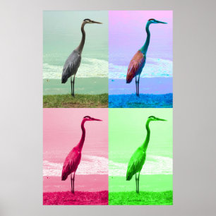 Reiger aan de waterkant poster