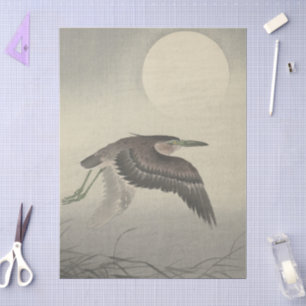 Reiger bij volle maan door Ohara Koson Decoupage Tissuepapier