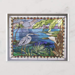 Reiger glas-in-lood ansichtkaart briefkaart