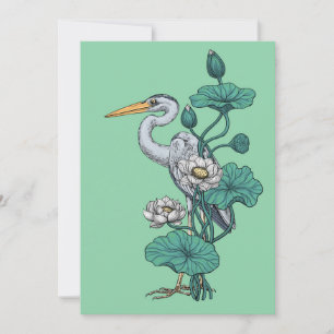 Reiger in de Witte Lotus Tuin op jade