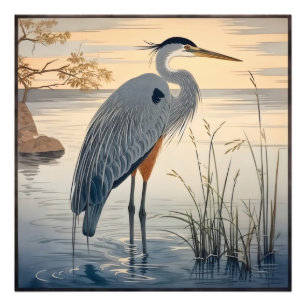 Reiger in meer foto afdruk