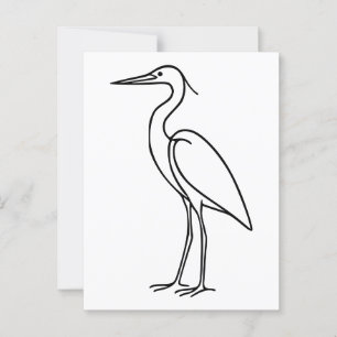 Reiger Lijn Kunst – Minimalistische Vogel Illustra Briefkaart