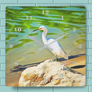 Reiger op de Mismaloya-rivier 0335 Vierkante Klok