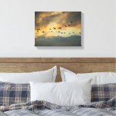 Reiger vogels migreren bij zonsondergang canvas afdruk (Insitu (Slaapkamer))