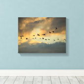 Reiger vogels migreren bij zonsondergang canvas afdruk (Insitu (Houten vloer))