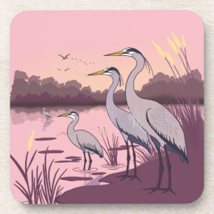 Reigers aan het Meer Bier Onderzetter
