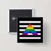 Reight Ally Flag LGBT Gay Support Vierkante Button 5,1 Cm (Voorkant /achterkant)