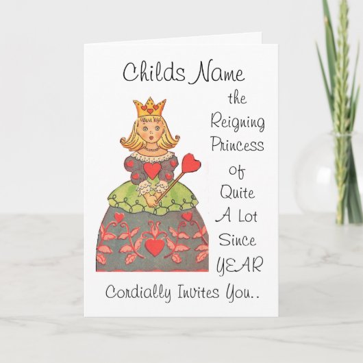 Reigning Princess of Quite a lot Birthday Invite (Voorkant)