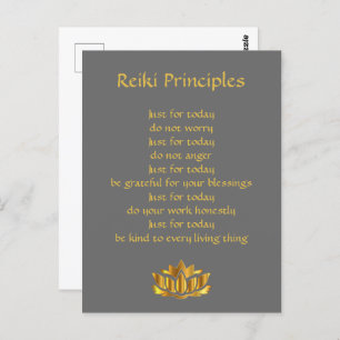 Reiki beginselen grijs en goud briefkaart