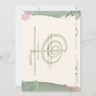 Reiki eerste graad certificaat kaart
