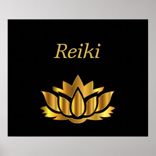 Reiki Gold Lotus flower Poster (Voorkant)