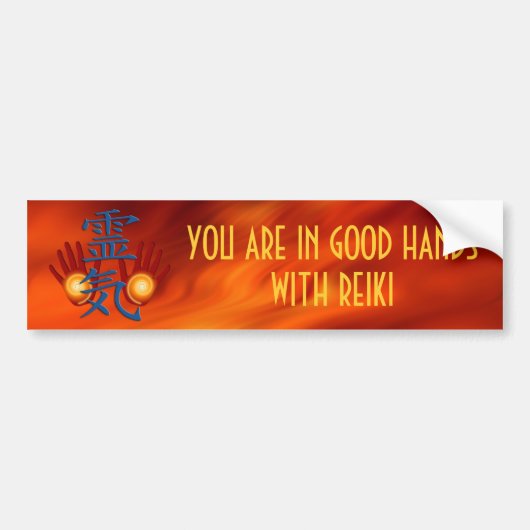 Reiki Hands & jouw tekst Bumpersticker (Voorkant)