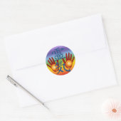 Reiki Hands | Kleur van het kind Ronde Sticker (Envelop)