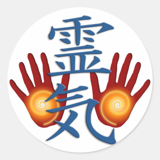 Reiki Hands Ronde Sticker (Voorkant)