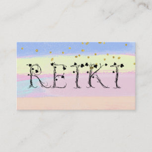 *~* REIKI Ivy Typography Glitter Pastel Stripes Visitekaartje