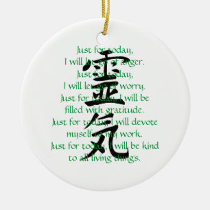 Reiki Kanji en Precepts met Usui Keramisch Ornament