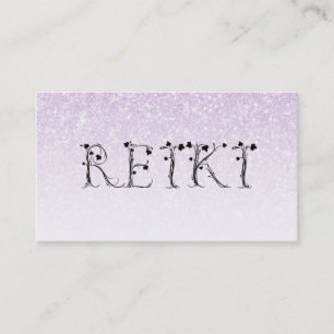 *~* REIKI Klimop Typografie Lavendel Glitter Visitekaartje