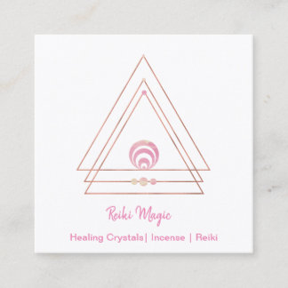 Reiki Magic Pink and Roos Gold Vierkante Visitekaartje