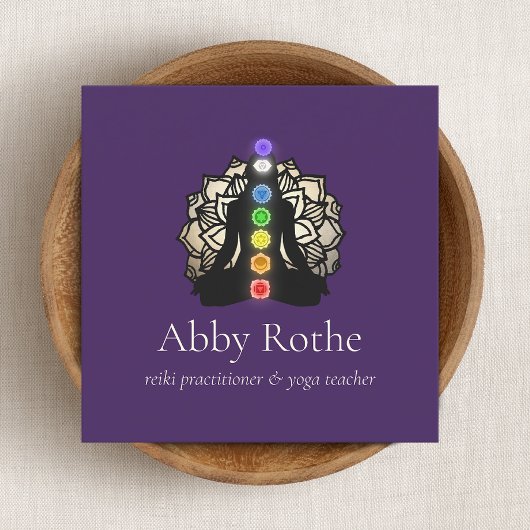 Reiki Master met Chakras Paarse Vierkante Visitekaartje