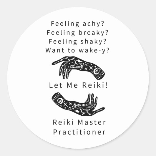 Reiki Master Practitioner Riddle en Hands Ronde Sticker (Voorkant)