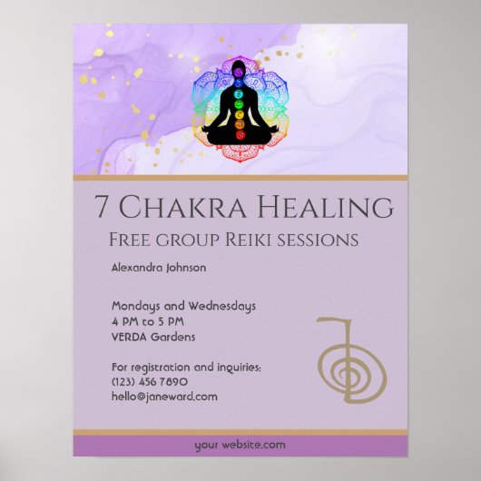 Reiki Master Zen Lavender Chakra Energy Healer Poster (Voorkant)