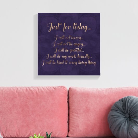 Reiki Principles- Goud op paarse lotus Canvas Afdruk (Insitu (Woonkamer))