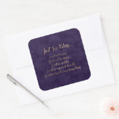 Reiki Principles- Goud op paarse lotus Vierkante Sticker (Envelop)