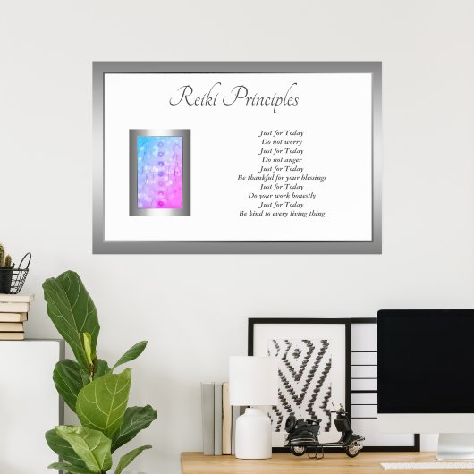 Reiki Principles Healing Hands design Poster (Thuiskantoor)