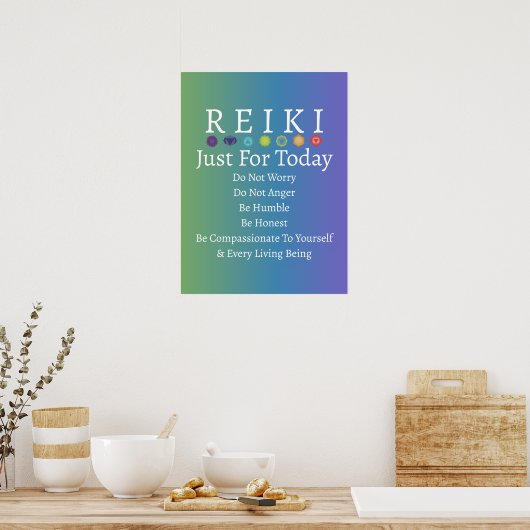 Reiki Principles Prepageert gradiënt Groen tot Paa Poster (Keuken)