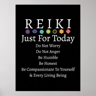 Reiki Principles Prepts Black Poster