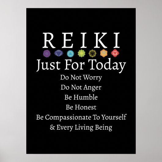 Reiki Principles Prepts Black Poster (Voorkant)