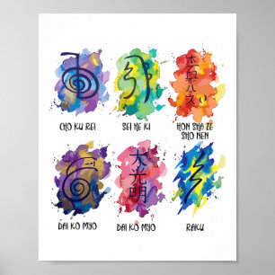 Reiki-symbolen waterkleur  poster